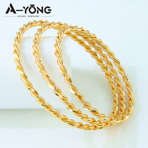 Original Desig Wedding Twist <b>Rope</b> Stackable <b>Bracelet</b> 21k Gold Plated Dubai Simple Cuff Bangles for Women Party - Product Image 5