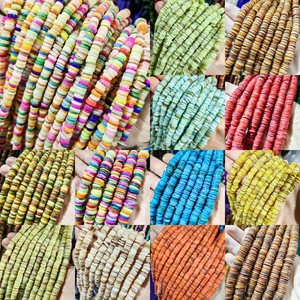 Perles coquillages multicolores en forme de gaufrette, perles coquillages plates rondes arc-en-ciel, perles intercalaires style bohème pour la fabrication de bijoux DIY - Product Image 2