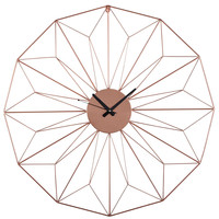 Horloge décorative géométrique murale en fil métallique doré rose, grande taille, style antique, pour la décoration de la maison et des meubles