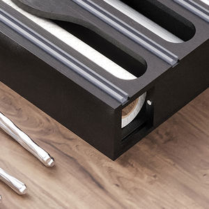 Distributeur mural multi-niveaux pour film alimentaire, boîte de <span class=keywords><strong>rangement</strong></span> en bambou pour papier d'aluminium avec coupe bidirectionnel pour ustensiles de cuisine - Product Image 6