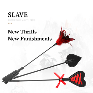 BANSEY Ensemble de 3 Pièces BDSM : Pagaie de Fustigation, Plumeau à Plumes Rouge, Fouet en Cuir en Forme de Cœur et de Pique – Kit de Discipline à Impact pour Couples en Chambre - Product Image 1