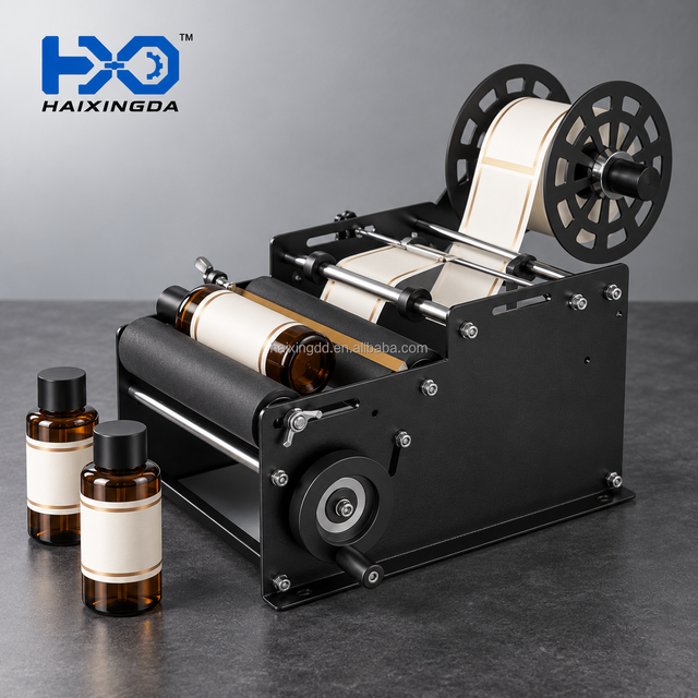 Sturdy Reliable Manual Labeling Machine for Round Bottles Specifically Designed for Beverage Soda Energy Drink and Water