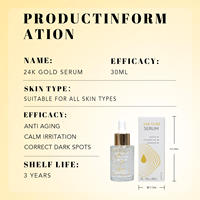 Sérum pour le visage de soins de la peau de marque privée Sérum pour le visage hydratant, raffermissant et éclaircissant pour la peau Sérum en or 24 carats
