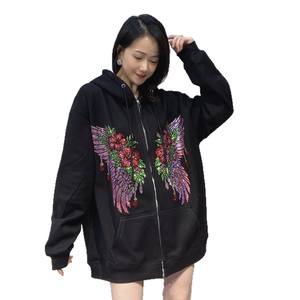 Marchio di moda europeo giacca Cardigan invernale da donna <span class=keywords><strong>con</strong></span> <span class=keywords><strong>cerniera</strong></span> <span class=keywords><strong>felpa</strong></span> <span class=keywords><strong>con</strong></span> diamanti colorati <span class=keywords><strong>con</strong></span> <span class=keywords><strong>cappuccio</strong></span> e Top in pile largo stile pigro - Product Image 5