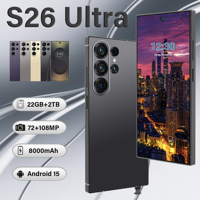 2026 Hot Selling S26 Ultra Android Smartphone 22GB+2TB Storage 8000mAh Battery Face Unlock