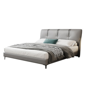 Lit rembourré de style italien 1,8/1,5 m, lit moderne minimaliste en cuir avec rangement, lit double pour chambre principale - Product Image 5