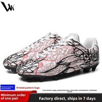 Chaussures de football unisexe printemps/été 2026 pour le commerce extérieur – Crampons en microfibre à motif imprimé, durables, pour l'entraînement, en coton