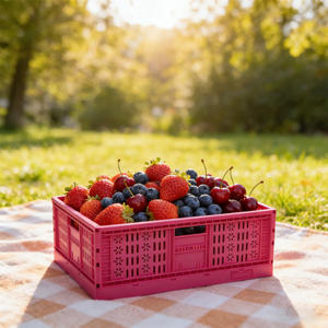 ארגז פלסטיק מתקפל גדול, ממוחזר, ניתן לערום ולקנן, זול, בהתאמה אישית, בצבע כחול, עם מכסה, של חברת הארד קומפני. - Product Image 4