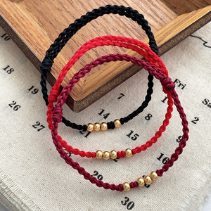 Red <b>Rope</b> <b>Bracelet</b> Women's Black Red Wine Red Color Gold Beads Everyday Wear Jewelry String <b>Bracelet</b> - Product Image 3