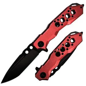 Tactical Folding Knife 420 Stainless steel Red Color G10 handle With back lip