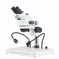 Trinocular Stereo Zoom Microscope W/Dual Gooseneck Lights Industrial Inspection Use 360 Rotatable Head 10x Objective