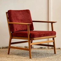 Fauteuil de salon moderne et confortable Hank Brown avec pieds en bois pour salon, bureau à domicile, villa, appartement