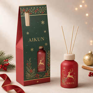Aikun Brand Startup 100ml 150ml 200ml Mixed Glass Sticker Logo Reed <b>Diffuser</b> Set Custom Scent Long Lasting for Holiday Retail - Product Image 2