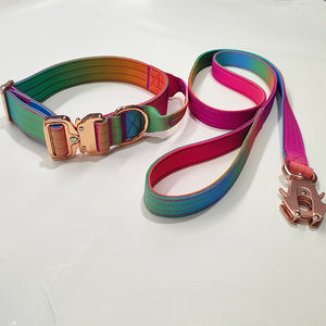 ชุดปลอกคอและสายจูงสุนัขไนล่อนหลากสีสายจูงและสายจูงสุนัขเจ็ดสีสายจูงและสายรัดสำหรับงานหนัก - Product Image 1