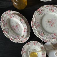 Nouvelle assiette en céramique française à motif végétal en relief, forme ovale, design rétro de luxe léger, passe au micro-ondes pour la cuisine occidentale
