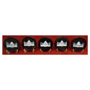 Exquisite Black Natural Marble Inlay Plate With Stand - Product Image 1