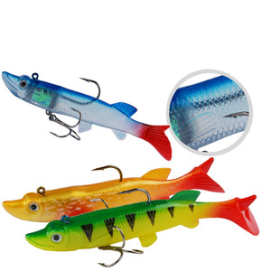 Leurre souple multicolore avec aileron simulé, grande queue en T, lesté, jighead, pour la pêche au poisson mandarin et au topmouth - Product Image 6
