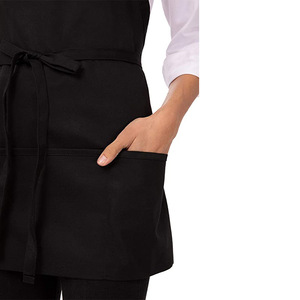 Thêm Logo Có Thể Điều Chỉnh Thiết Kế Salon Không Thấm Nước Polyester Màu Tinh Khiết Màu Đen Nấu Ăn Thực Phẩm Người Đàn Ông Phụ Nữ Vườn Bib Đầu Bếp Nửa Nhà Bếp Tạp Dề - Product Image 5