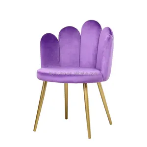 Silla de maquillaje con forma de dedo francés, sillón de comedor de terciopelo púrpura, diseño moderno y cómodo