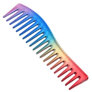 Hot Selling salon Bend the comb Electroplating ABS Wide Tooth Comb