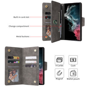Nuovo Design Portafoglio a Tre Pieghe con 9 Slot per Carte e Cerniera in Pelle PU per Custodia Telefono <span class=keywords><strong>Samsung</strong></span> <span class=keywords><strong>S21</strong></span> S22 S23 Ultra <span class=keywords><strong>Plus</strong></span> Pro - Product Image 5