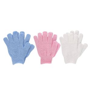 Oem <b>Hot</b> Selling Fashion Solid Color Oval Five-Fingers Durable Elastic Nylon Bath Gloves <b>Pink</b> Exfoliating Scrubbing Body Dead - Product Image 1