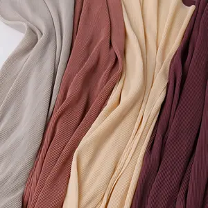 A Grade mini pleated chiffon Shawl small pleats Long-lasting shape tudung plain color muslim chiffon Scarves for women