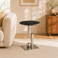 Table console moderne avec plateau rond en marbre, base en acier inoxydable, garantie de 3 ans, pour le mobilier de salon, respectueuse de l'environnement
