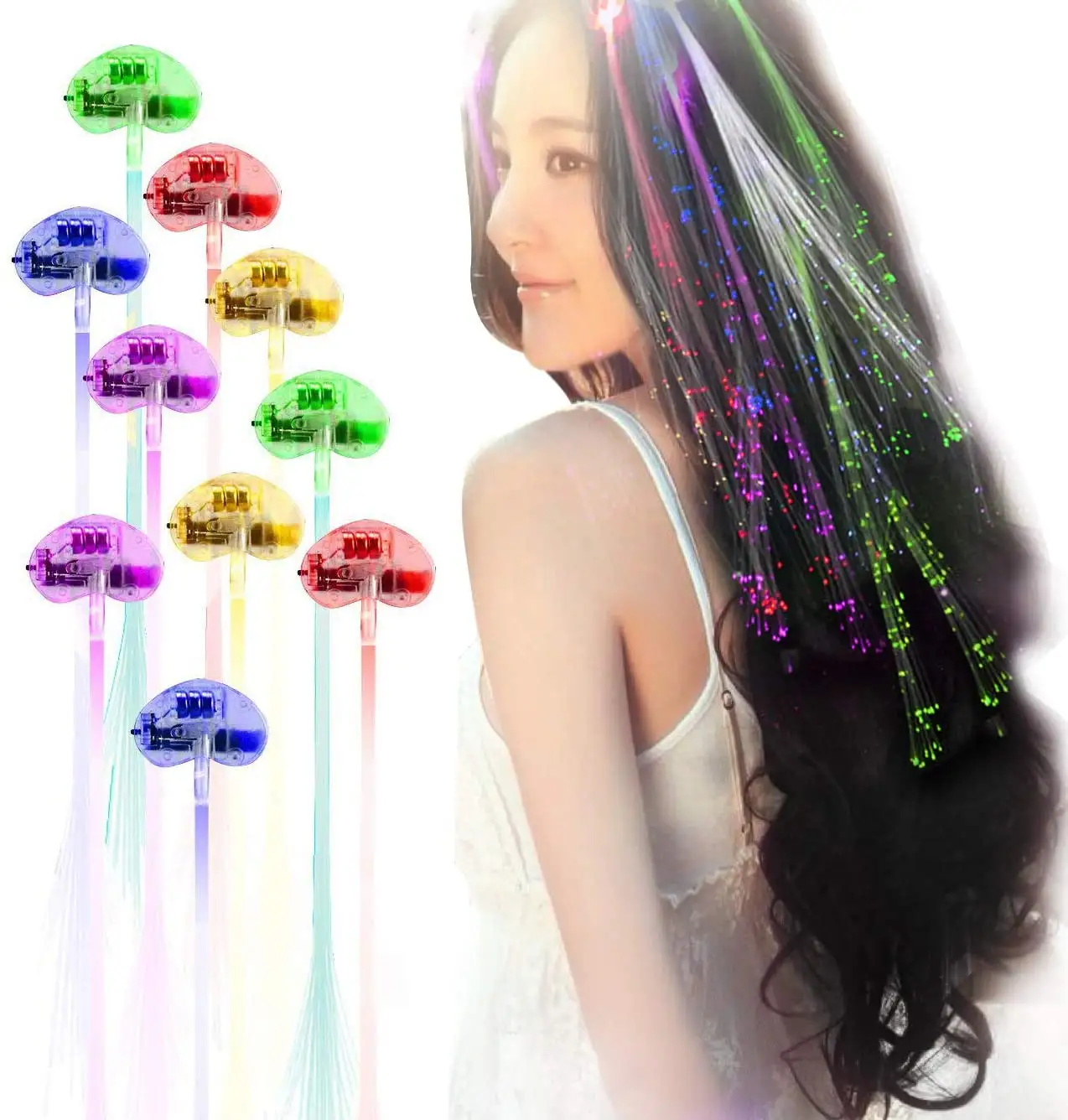 LED Shining light Flashing colorful fiber Optic Hair Braid Barrettes Hairpin Hair Clip for Party