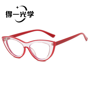 Cat Eye Glasses <b>Red</b> Frame Pc <b>Material</b> Anti Blue Light Unisex - Product Image 1