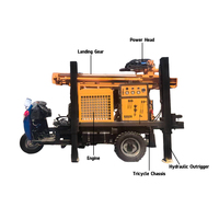 Machine de forage de puits d'eau portable Feiyang 300m, pompe diesel montée sur tricycle, équipement de forage de puits profond pour l'eau souterraine