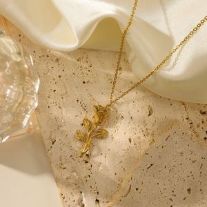 Stainless Steel Jewelry Valentines Day <strong>Gift</strong> 18K Gold Rose Flower Necklace Girlfriend <strong>Wife</strong> Women <strong>Birthday</strong> <strong>Gifts</strong> - Product Image 5