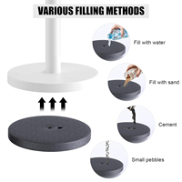 Barrière de contrôle des foules en acier inoxydable à 4 pièces avec corde en velours (blanc) |   Poteau de 5 pieds à base remplissable d'eau pour usage hôtelier, pour rouge formel