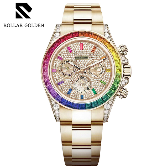 ROLAR GOLDEN HOT SALE Luxury Watch Accept OEM ODM Hip Hop Automatic Watch for Men Watch Mechanical