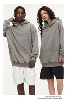 FAIABLE Lot de 2 sweats à capuche unisexe effet vieilli délavé à l'acide, coupe classique, en mélange de coton molletonné, motif géométrique, avec poches, vert