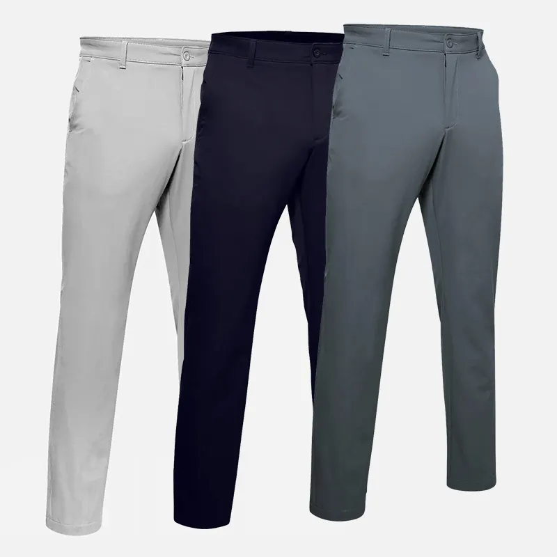 Calças masculinas, calças de alta qualidade, tecido slim fit, cor sólida, golf, com bolsos laterais