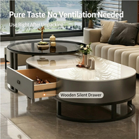 Ensemble de tables basses gigognes modernes ovales et rondes avec tiroir de rangement, gain de place, pour salon domestique
