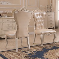 Chaise de salle à manger de style européen, moderne et minimaliste, en bois massif, dossier blanc, tabouret de manucure, chaise de salle à manger, hôtel, maison