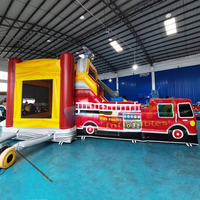 Structure gonflable extérieure pour enfants, combo station de pompiers et toboggan aquatique, château gonflable commercial en PVC, capacité 500 kg, garantie 3 ans