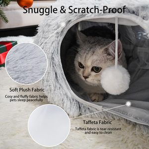 <span class=keywords><strong>Tunnel</strong></span> per Gatti con Cuccia per Gatti da Interno, Morbido <span class=keywords><strong>Tunnel</strong></span> a Ciambella in Peluche, Giocattolo Multifunzionale - Product Image 3