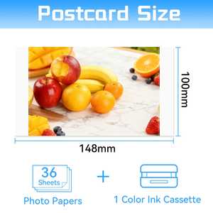 Kit de cartouches d'encre et papier photo compatible <span class=keywords><strong>Canon</strong></span> Selphy CP1300 CP1200 CP1500 CP910 CP900, 108 feuilles, <span class=keywords><strong>format</strong></span> carte postale - Product Image 6