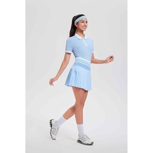 Conjunto de falda de tenis para mujer, manga corta, con cremallera, cintura alta, deportivo, transpirable, conjunto de dos piezas, primavera verano - Product Image 4