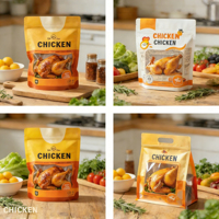 Sachet refermable personnalisé imprimé avec fenêtre transparente, compatible micro-ondes, pour emballage de poulet rôti, viande et aliments cuits