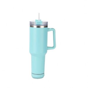 Vaso Térmico de Acero Inoxidable 304 de Doble Pared con Bluetooth y Altavoz Integrado para Coche, 40oz, con Asa y Pajita - Product Image 5