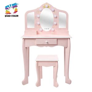 Vanité de maquillage en bois rose pour filles avec <span class=keywords><strong>miroir</strong></span> LED W08H192 - Product Image 5
