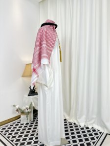 Pañuelo para la cabeza a cuadros <span class=keywords><strong>de</strong></span> poliéster, estilo árabe, Dubái, afgano, túnica blanca, Oriente Medio, Arabia Saudita, con borlas, <span class=keywords><strong>traje</strong></span> <span class=keywords><strong>de</strong></span> <span class=keywords><strong>hombre</strong></span> CN - Product Image 4