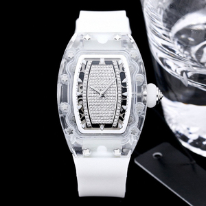 Women's Pink Crystal Mechanical <b>Watch</b> with Moissanite Inlay and <b>Rubber</b> Strap - Automatic <b>Watch</b> - Product Image 3