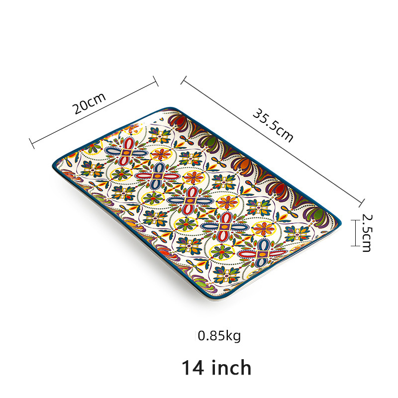 Grande assiette rectangulaire de 14 pouces