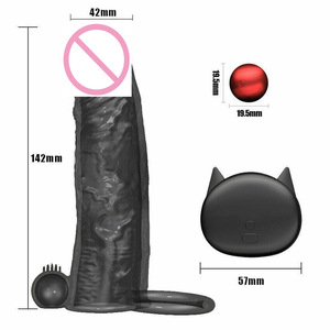 <b>Vibrating</b> Penis Sleeve With <b>Remote</b> Control Telescopic Design Black USB Rechargeable For Adult Use - Product Image 5