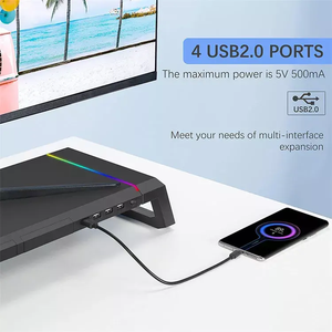 ขาตั้งจอคอมพิวเตอร์ 4USB พร้อมช่องเก็บคีย์บอร์ด วัสดุอะลูมิเนียม สำหรับแล็ปท็อป พร้อมพอร์ต USB3.0 ชาร์จเร็ว ขายดี - Product Image 3